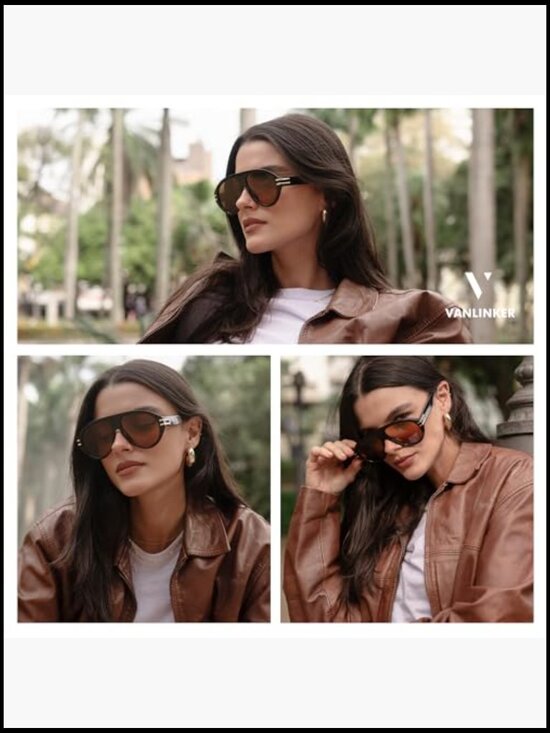 Polarized Retro Oversized Aviator Sunglasses UV400 Protection Plastic Frame main image 6